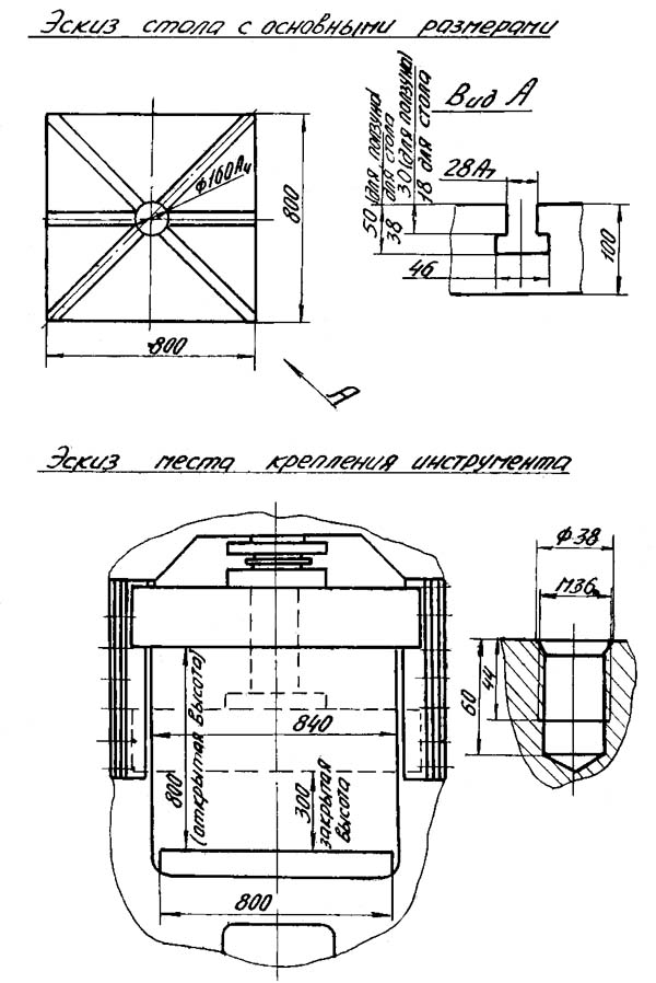 ПД-476 (пд476) Габаритные розміри робочого простору гідропресса